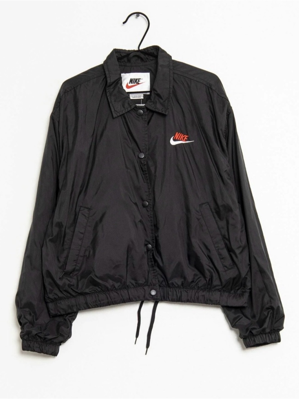 Vintage Nike Jacket Windbreaker Black Size Large L White Tag Script Yth 80s 90s